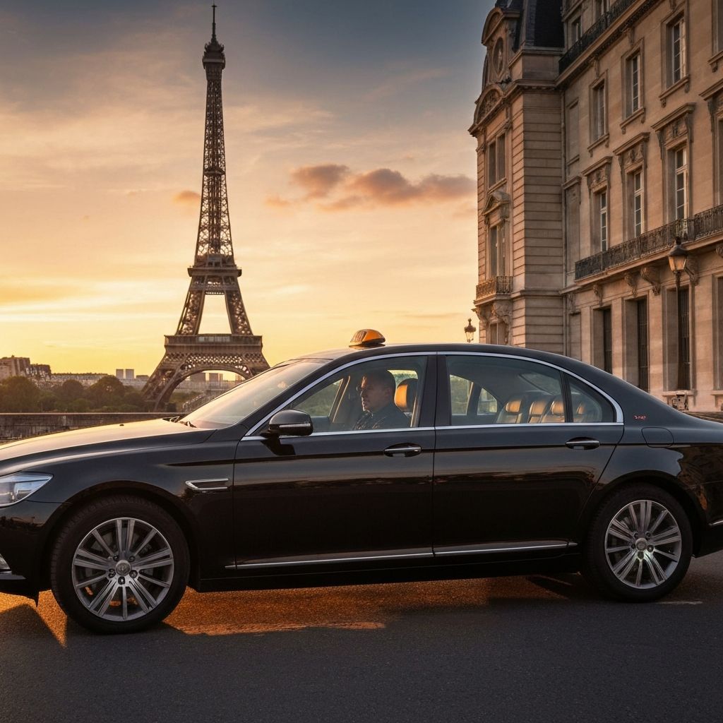 Taxi de luxe devant la Tour Eiffel